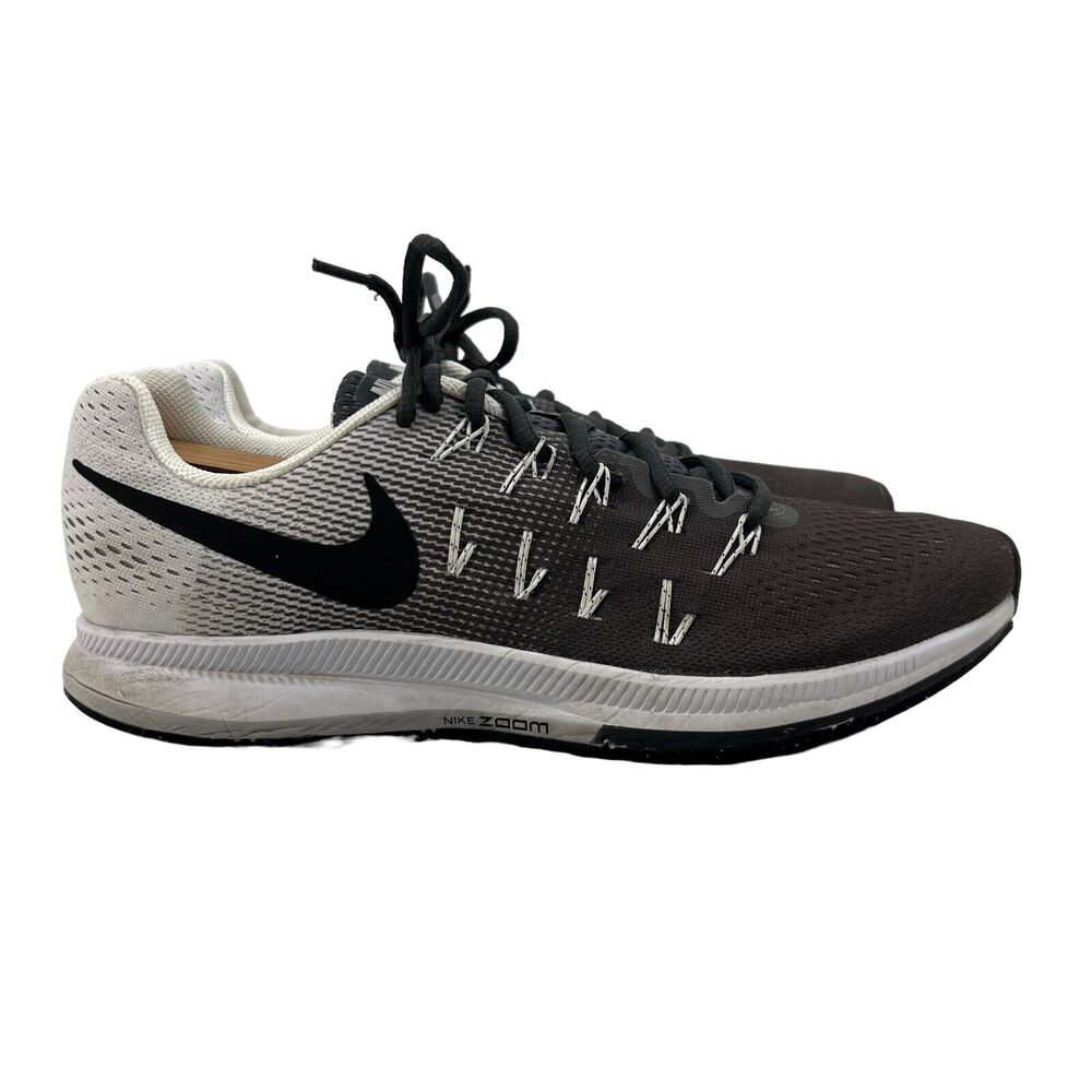 Nike Air Zoom Pegasus 33 Womens 12 Gray White Running Shoes Sneakers 831356-002